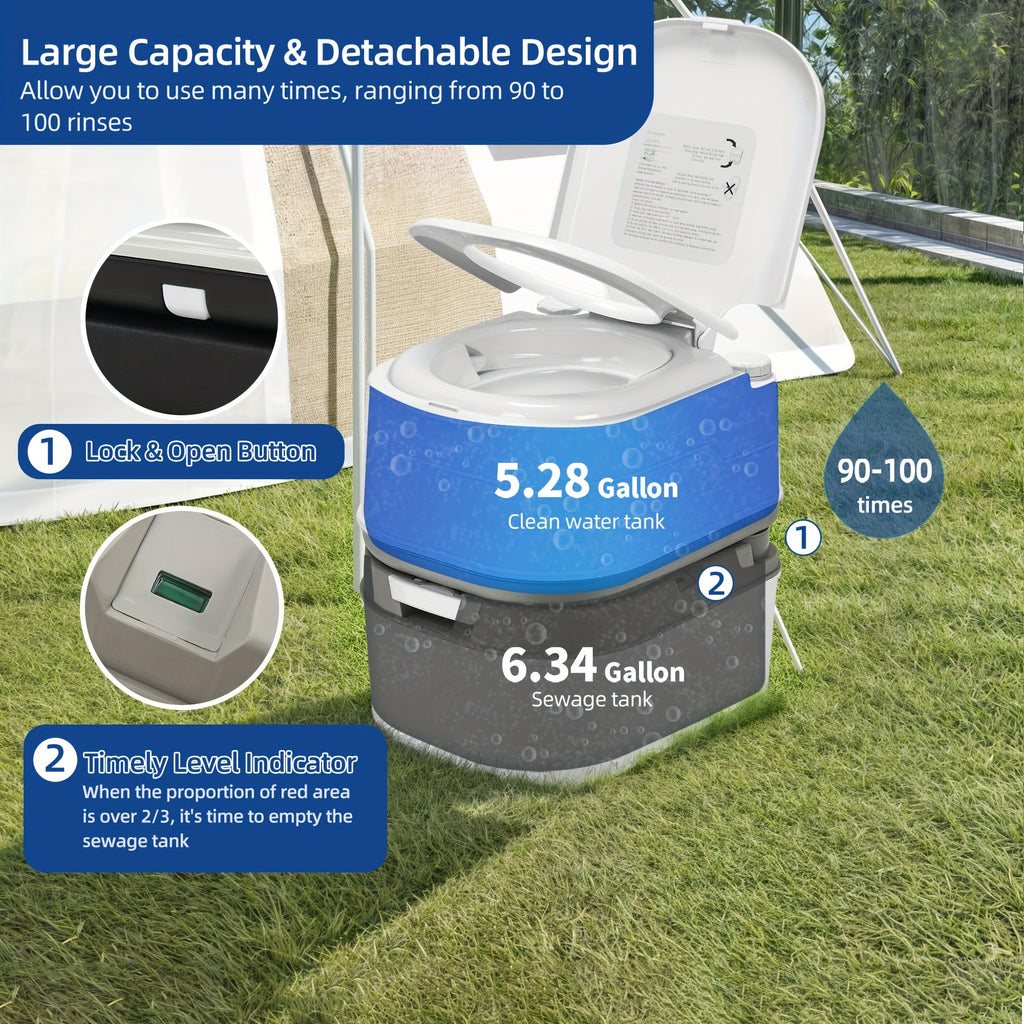 Portable 6.34 Gallon Camping Toilet - lakescouleeoutdoors