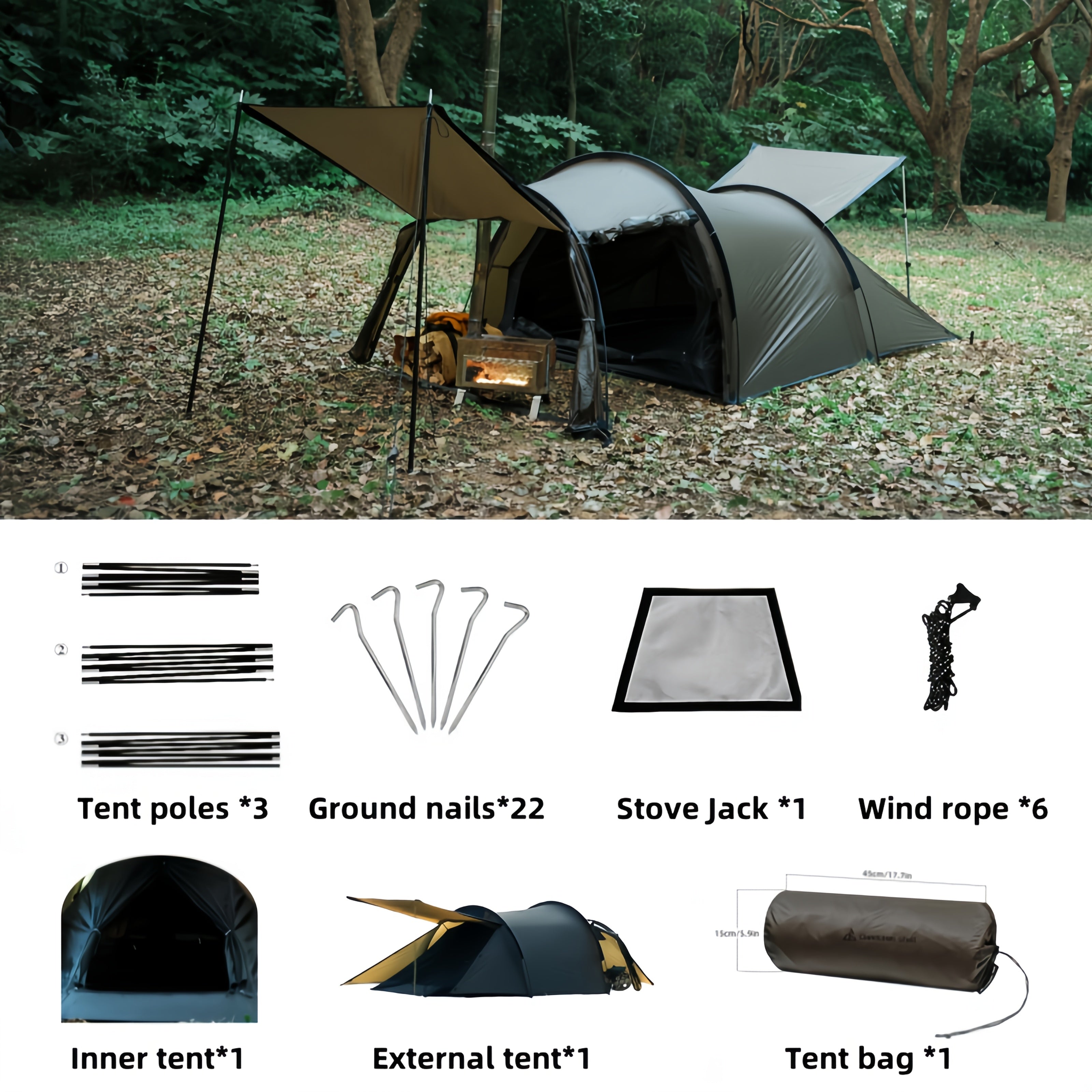 1-2 Person 4-Season Backpacking Tent with Stove Jack - lakescouleeoutdoors