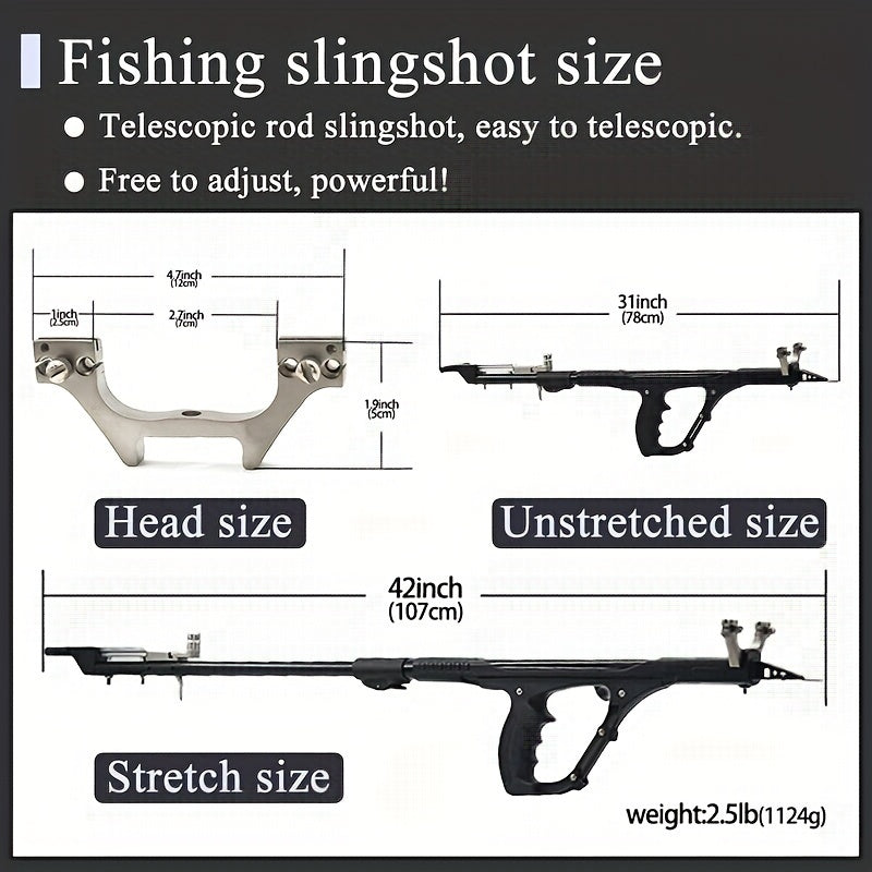 1 Set Fishing Slingshot, Telescopic Rod Slingshots for Adults, Multifunctional Slingshot with Rubber Band - lakescouleeoutdoors