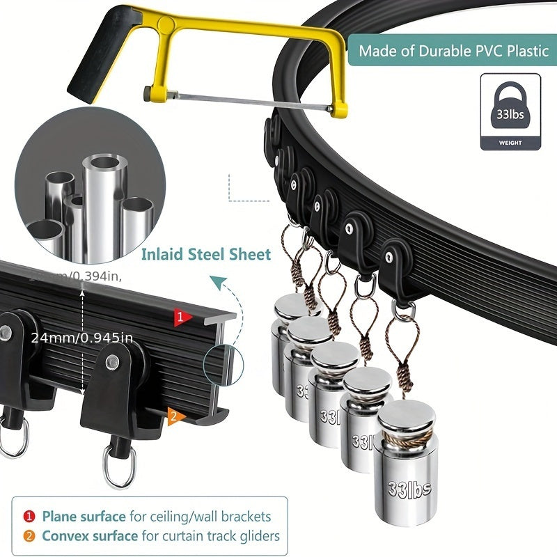 1 Set Ceiling or Wall Mounted Curtain Track - lakescouleeoutdoors