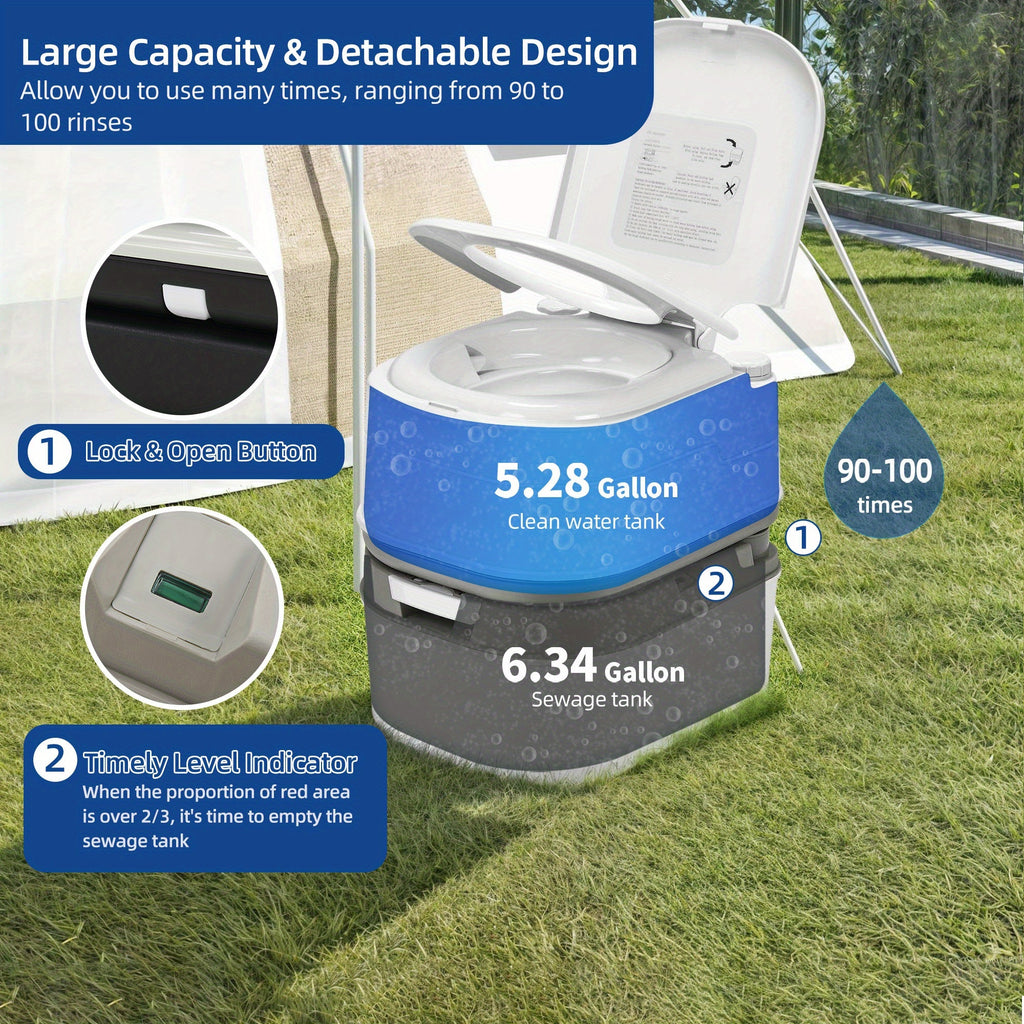 Portable 6.34 Gallon Camping Toilet - lakescouleeoutdoors