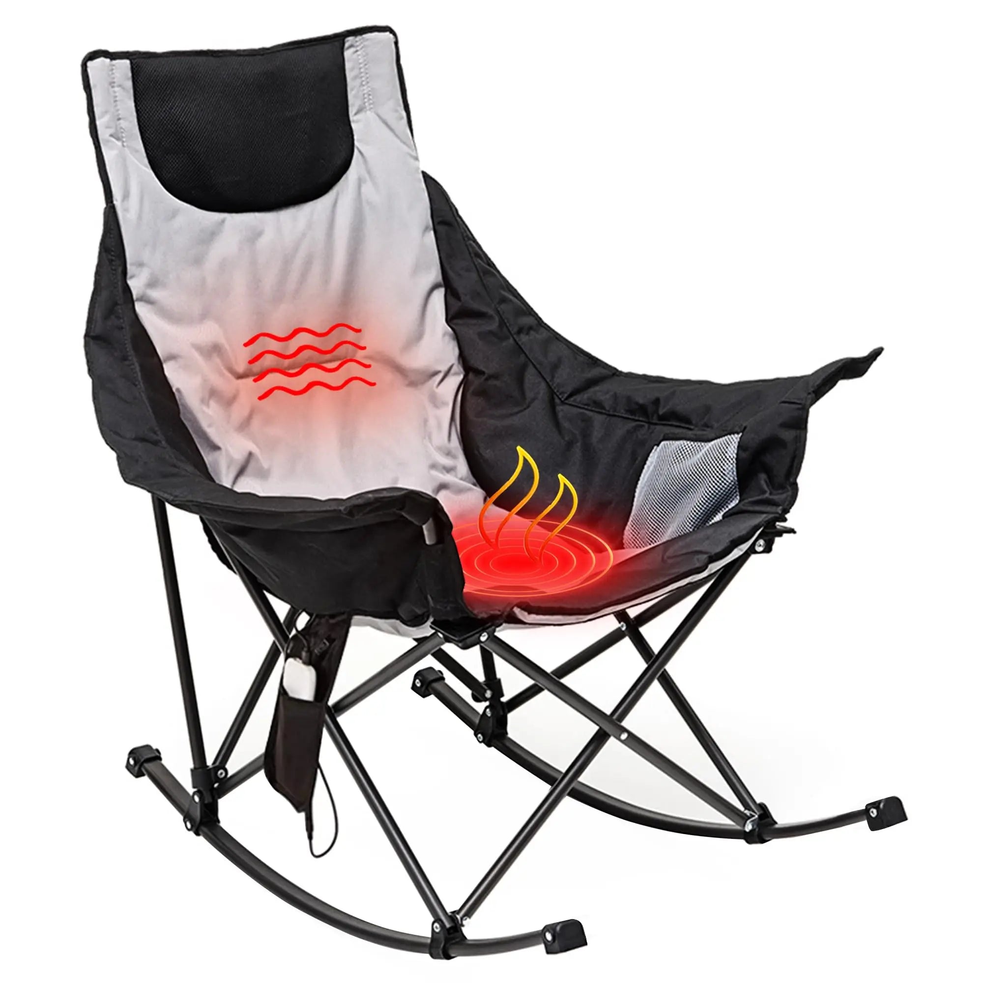 Oversized Heated Folding Rocking Chair - lakescouleeoutdoors