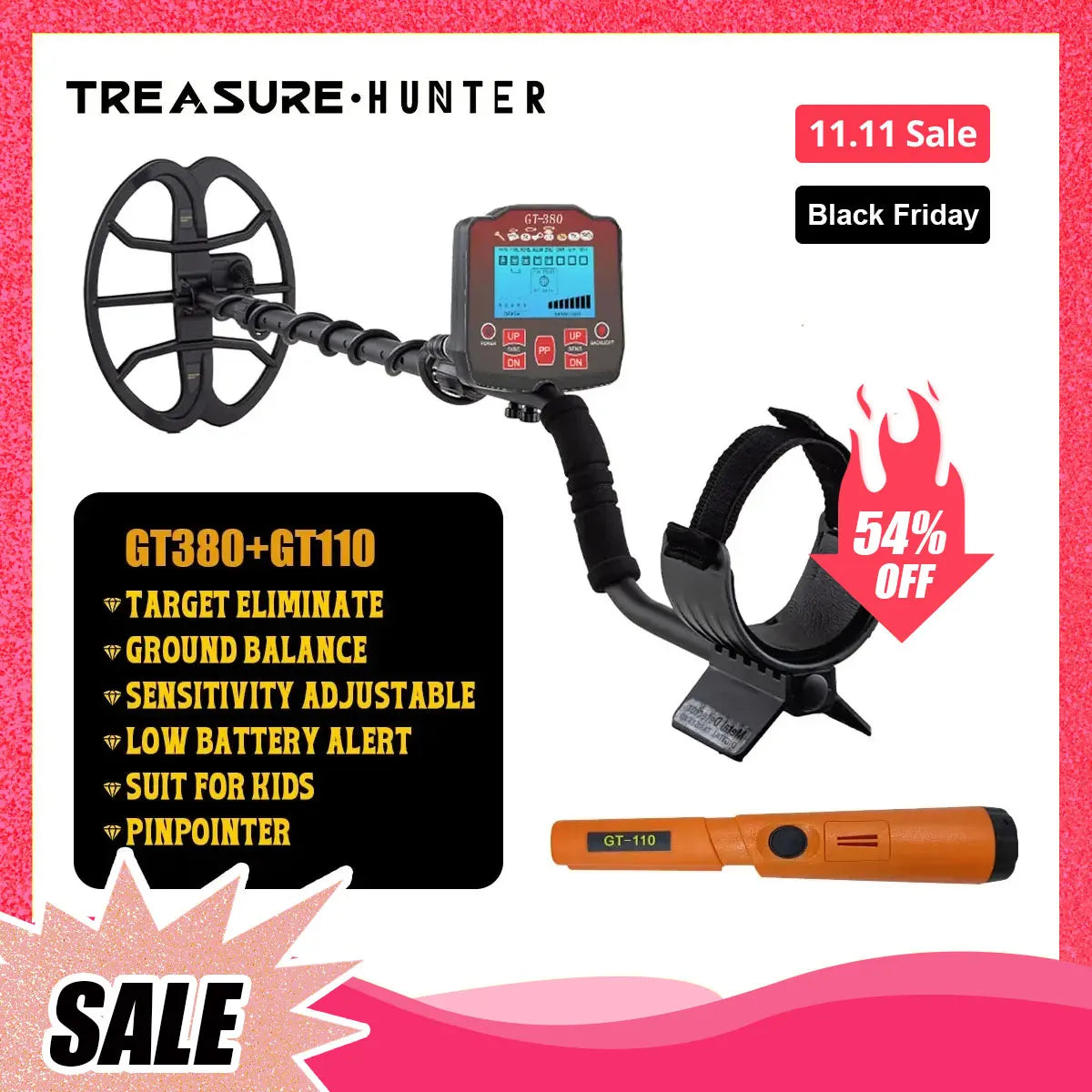 Treasure Hunter GT380 Professional Metal Detector - lakescouleeoutdoors