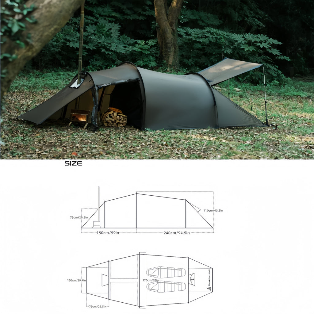 1-2 Person 4-Season Backpacking Tent with Stove Jack - lakescouleeoutdoors