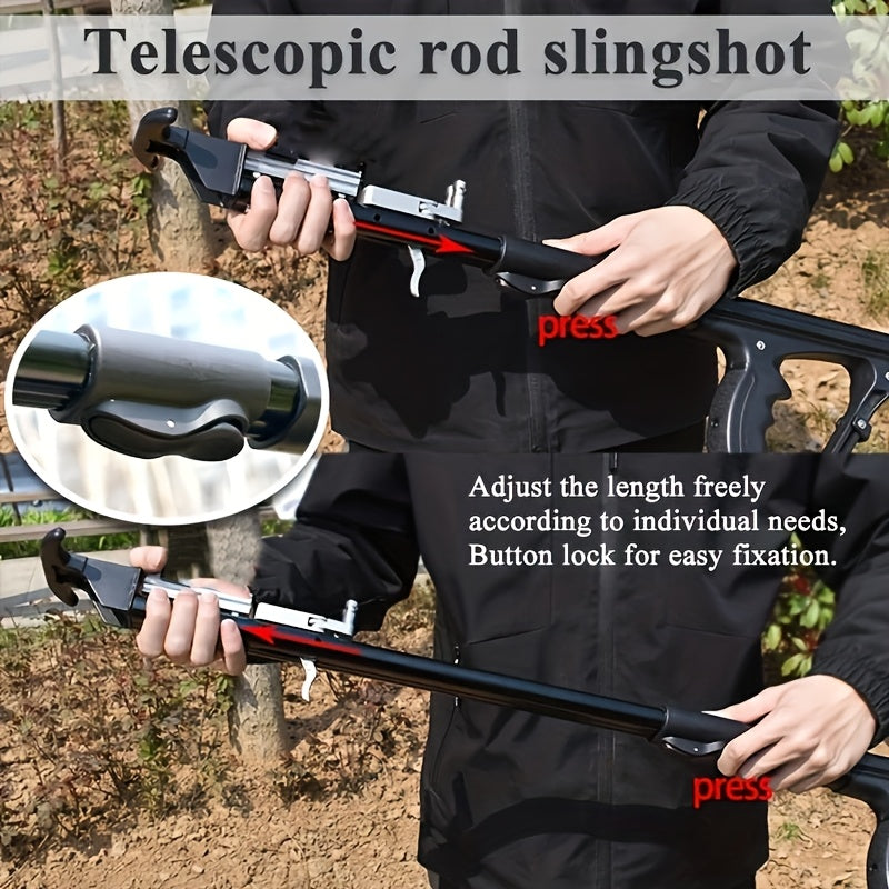 1 Set Fishing Slingshot, Telescopic Rod Slingshots for Adults, Multifunctional Slingshot with Rubber Band - lakescouleeoutdoors