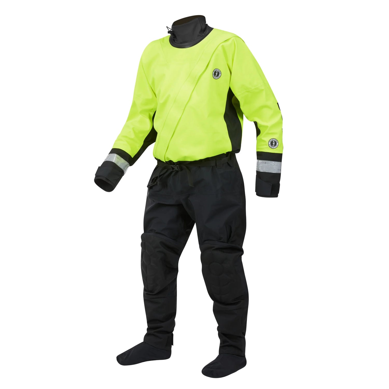 Mustang MSD576 Water Rescue Dry Suit - Fluorescent Yellow Green-Black - Large - lakescouleeoutdoors