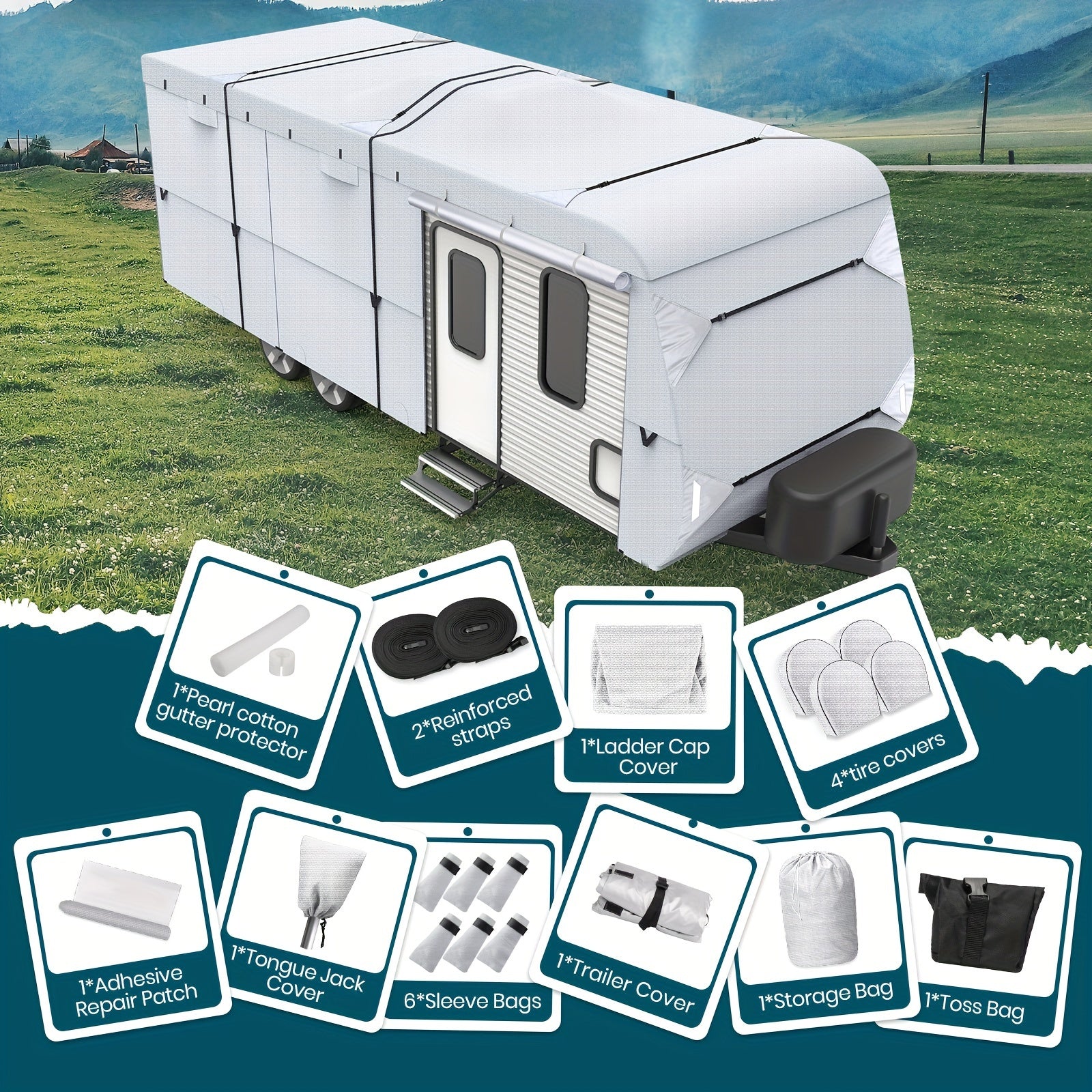 RV Cover with 4 Tire Covers - lakescouleeoutdoors